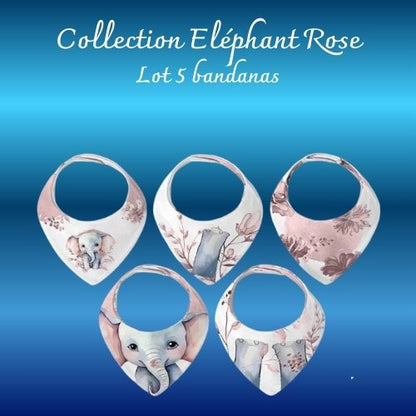 Bavoirs-Bandanas "Eléphant Rose"