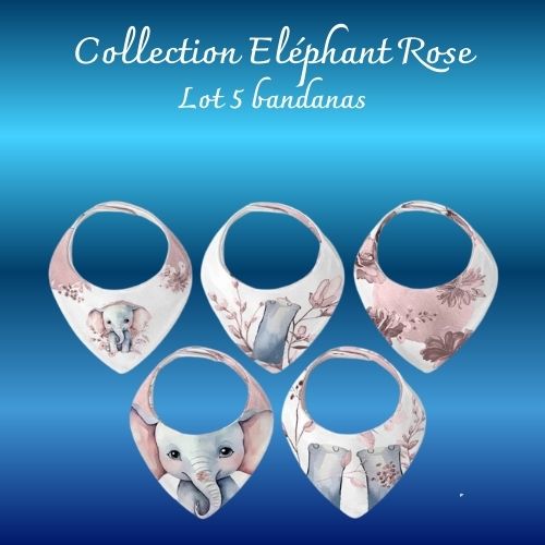Bavoirs-Bandanas "Eléphant Rose"