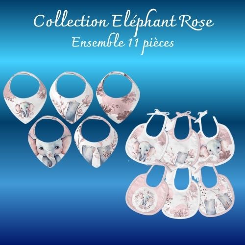 Bavoirs-Bandanas "Eléphant Rose"