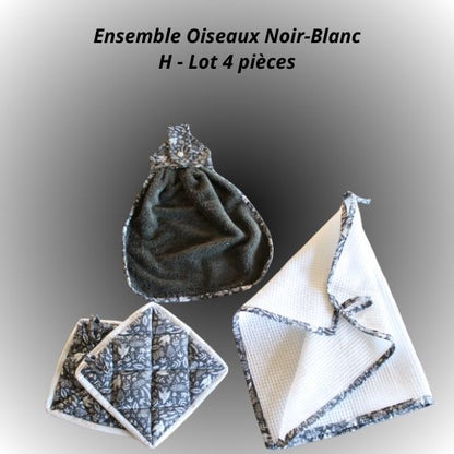 Ensemble Oiseaux Noir-Blanc